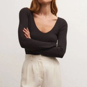 Z‎ Supply Aden V Neck Rib Top NWT in black